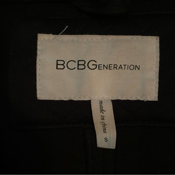 BCBGeneration Black Herringbone Quilted Faux Leather Trench Jacket in Sz S - Picture 7 of 10